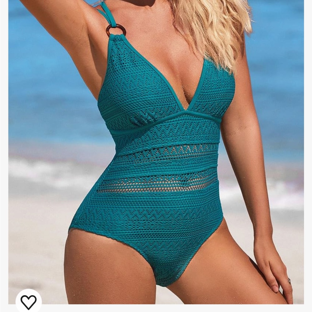 High waist mesh plunge V neck double Oring keyhole adjustable criss cross strap